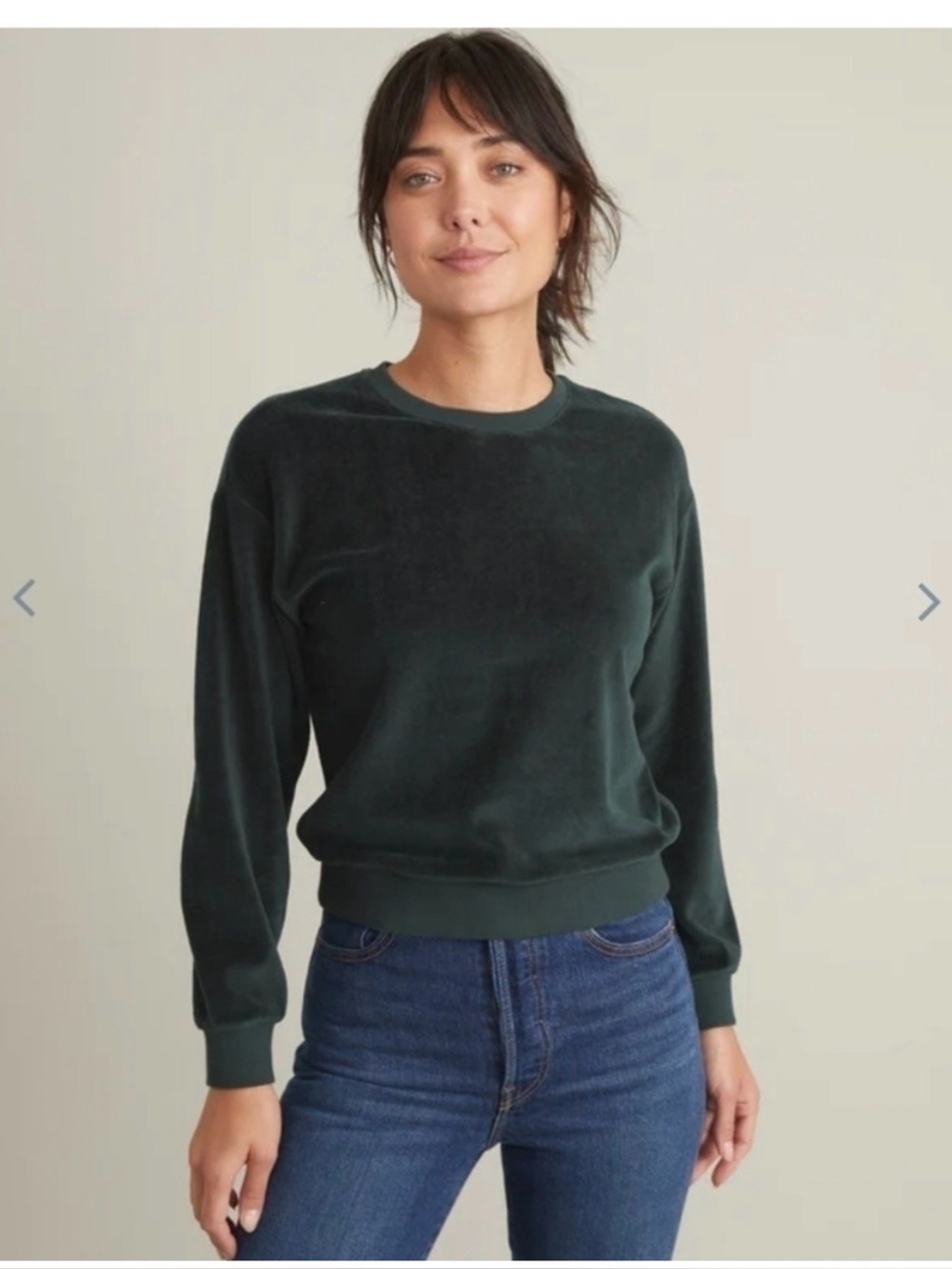 Marine layer Moonlight Velour Sweatshirt in Pine Needle